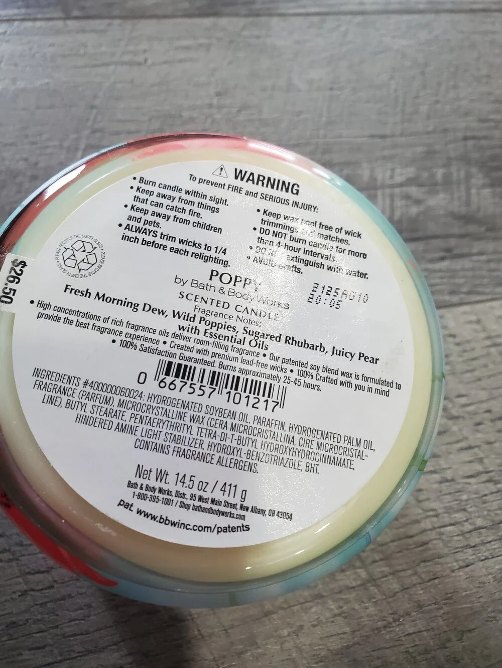 Bath And Body Works Poppy 3 Wick Candle - Picture 4 of 4